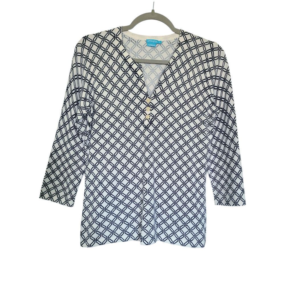 J.McLaughlin Lightweight Sweater Modal Cotton Top 1/4 Button Front Size S NWOT